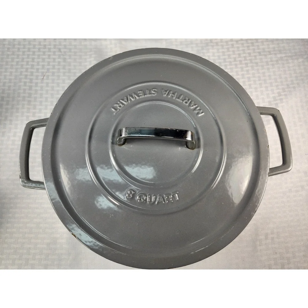 8 Quart Martha Stewart Enamel Cast Iron Dutch‎ Oven With Lid ( Gray )